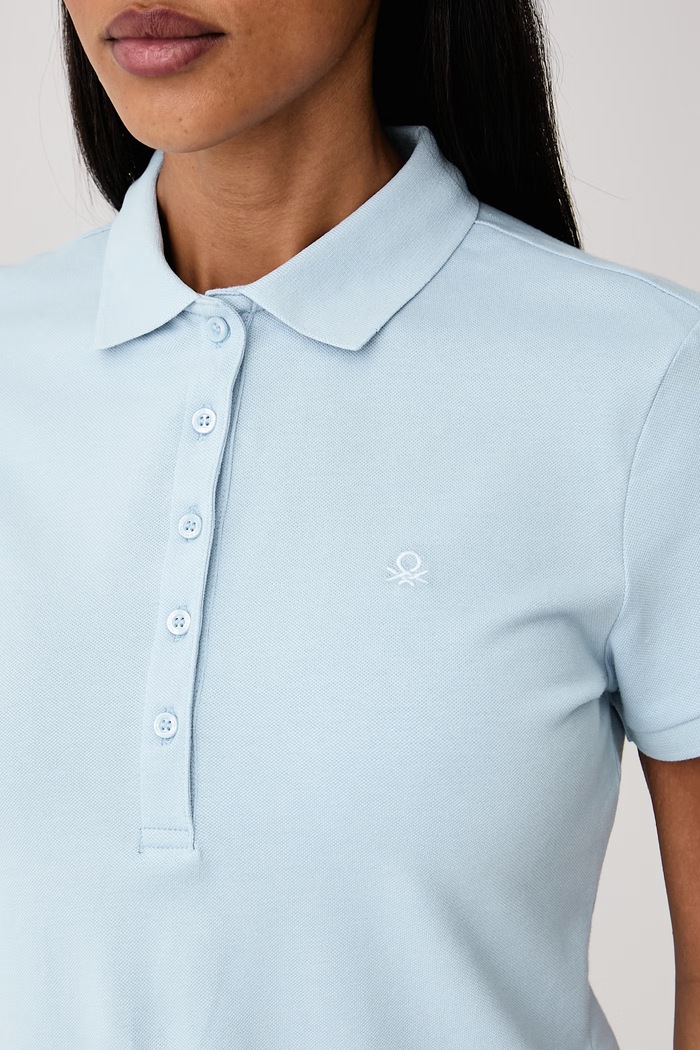 Oblačila United Colors of Benetton Polo majica ženska bombažna z elastanom 3TQJD300W modra