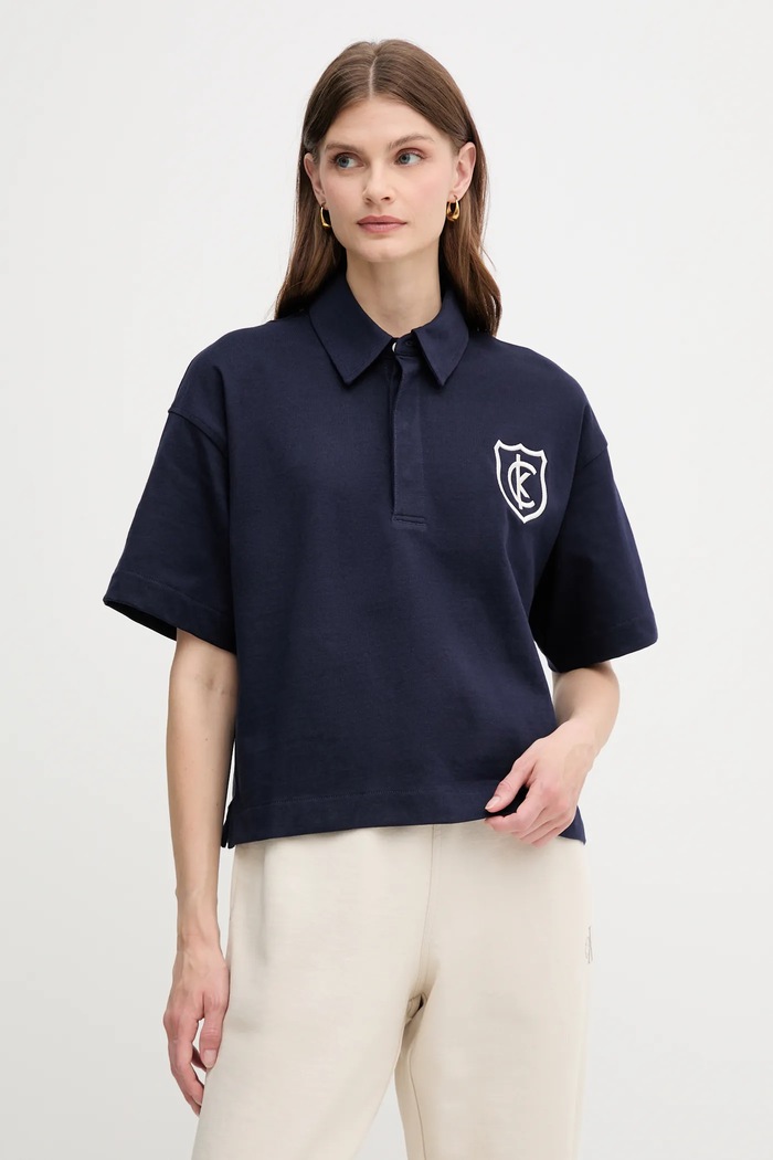 Bavlněné polo tričko Calvin Klein Jeans nášivka námořnická modř LV047B209G