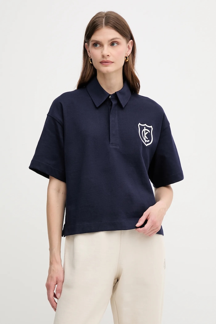 Bavlněné polo tričko Calvin Klein Jeans nášivka námořnická modř LV047B209G