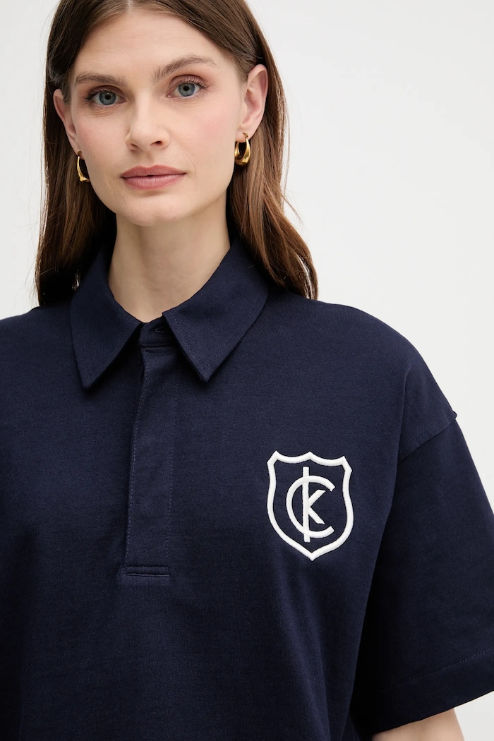 Bavlněné polo tričko Calvin Klein Jeans námořnická modř LV047B209G