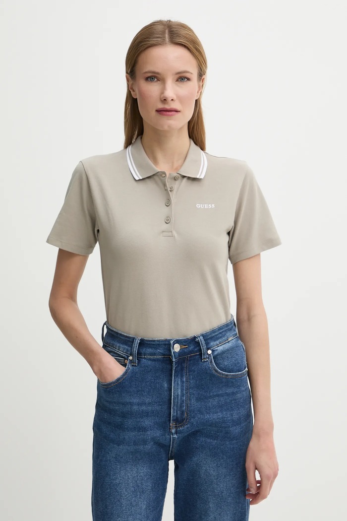 Polo tričko Guess AMARYLLIS hladký béžová V5GP06.KCOK1