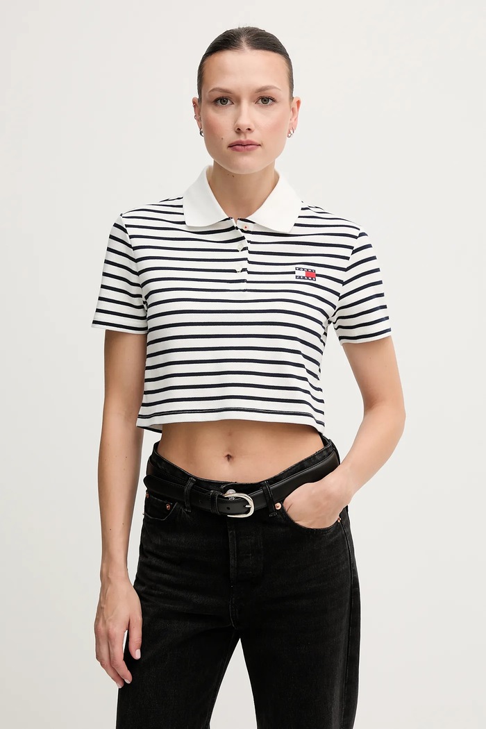 Tommy Jeans polo tričko dámske bavlnené s elastanom relaxed biela DW0DW21363