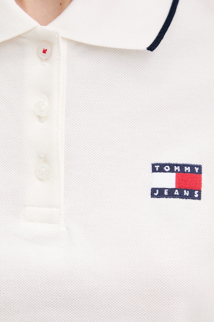 Tommy Jeans polo damskie bawełniane z elastanem DW0DW21363 beżowy