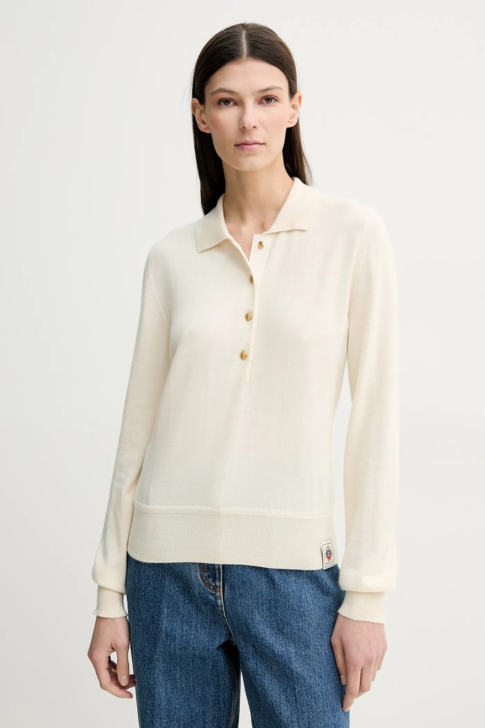 Bally maglione in cachemirie colletto abbottonato beige WKN098
