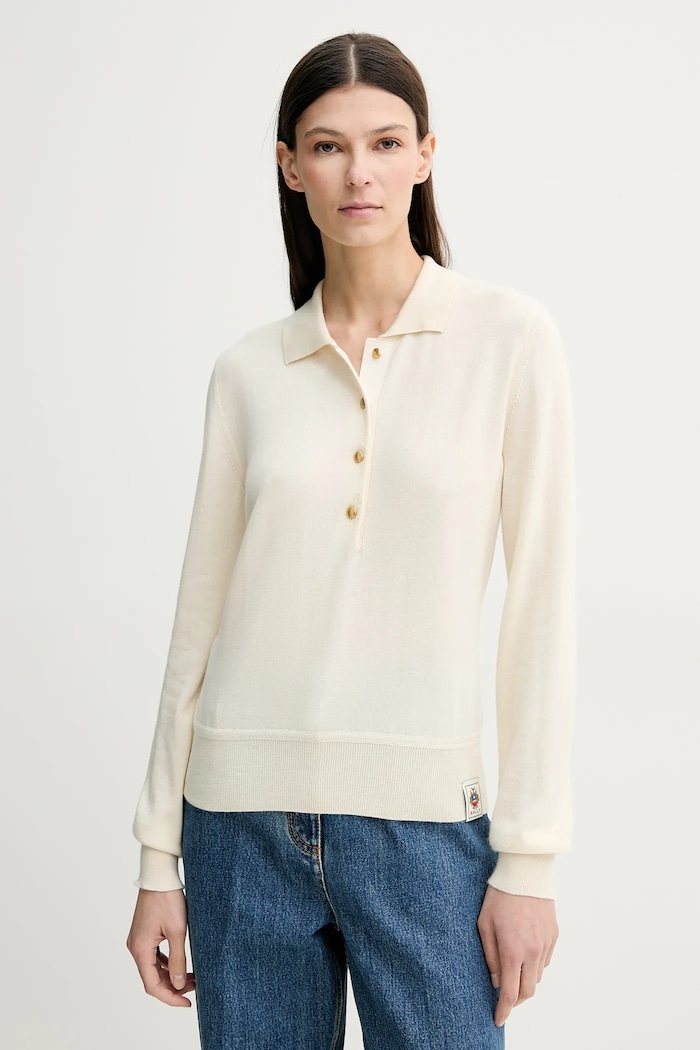 Bally maglione in cachemirie colletto abbottonato beige WKN098
