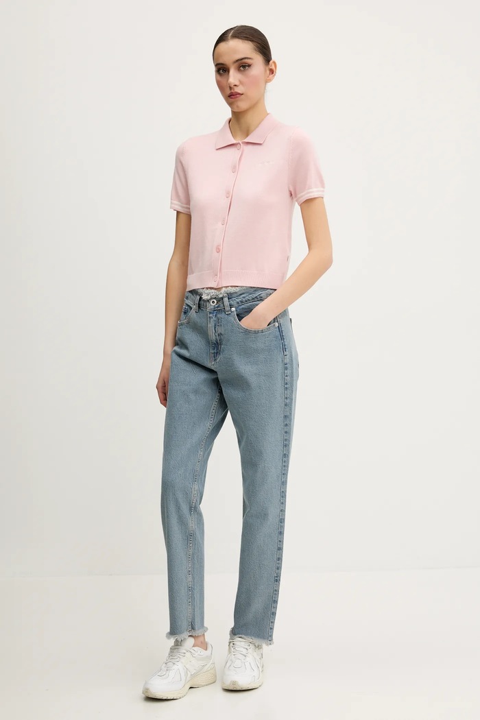 Polokošeľa z vlnenej zmesi Guess Jeans W5GR03.Z3HO2 ružová SS25