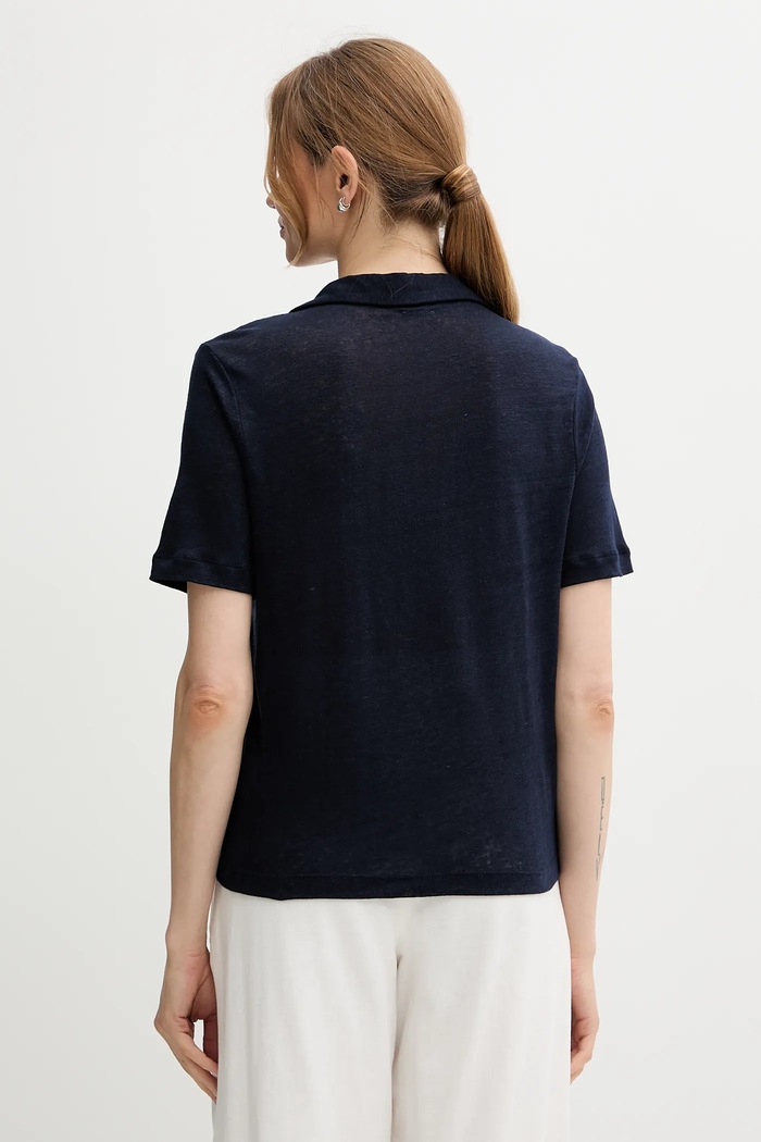 Odzież United Colors of Benetton polo lniane 37UJD300Y granatowy
