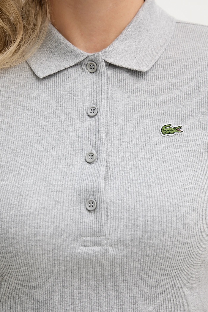 Βαμβακερό μπλουζάκι πόλο Lacoste DF5377 γκρί