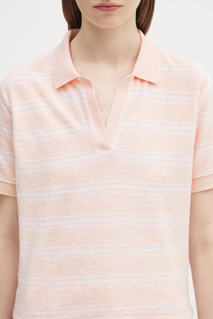 Βαμβακερό μπλουζάκι πόλο Sporty & Rich Src Terry ροζ TO001620302ST65