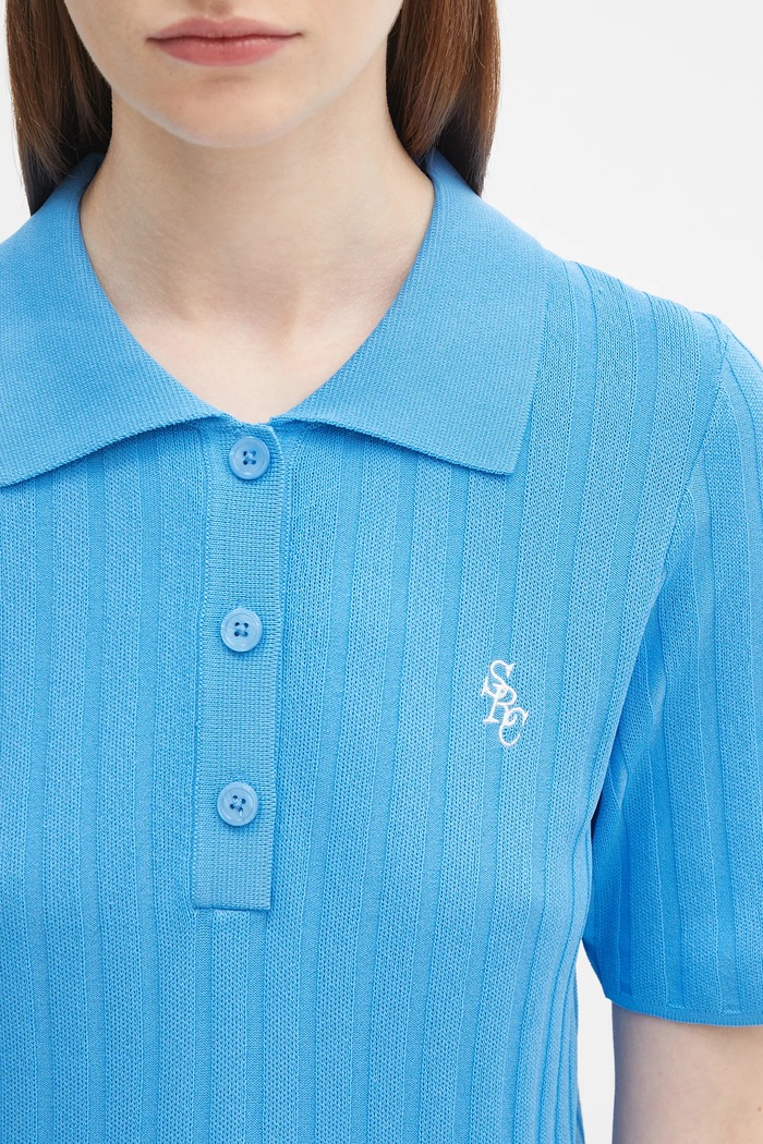 Sporty & Rich polo shirt Src Ribbed Polo blue TO069620305BL24