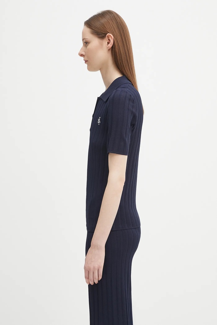 Polo tričko Sporty & Rich Src Ribbed Polo WS069620305BL106 námořnická modř SS25