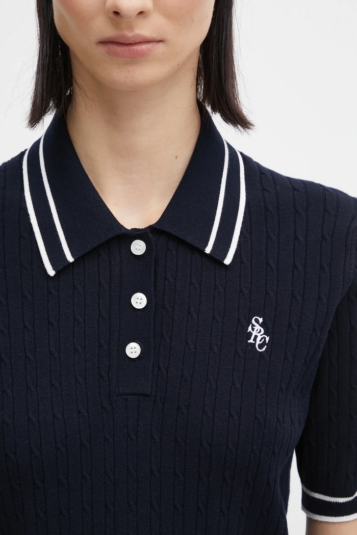 Sporty & Rich polo Src Mini Cable blu navy TO068621302BL107