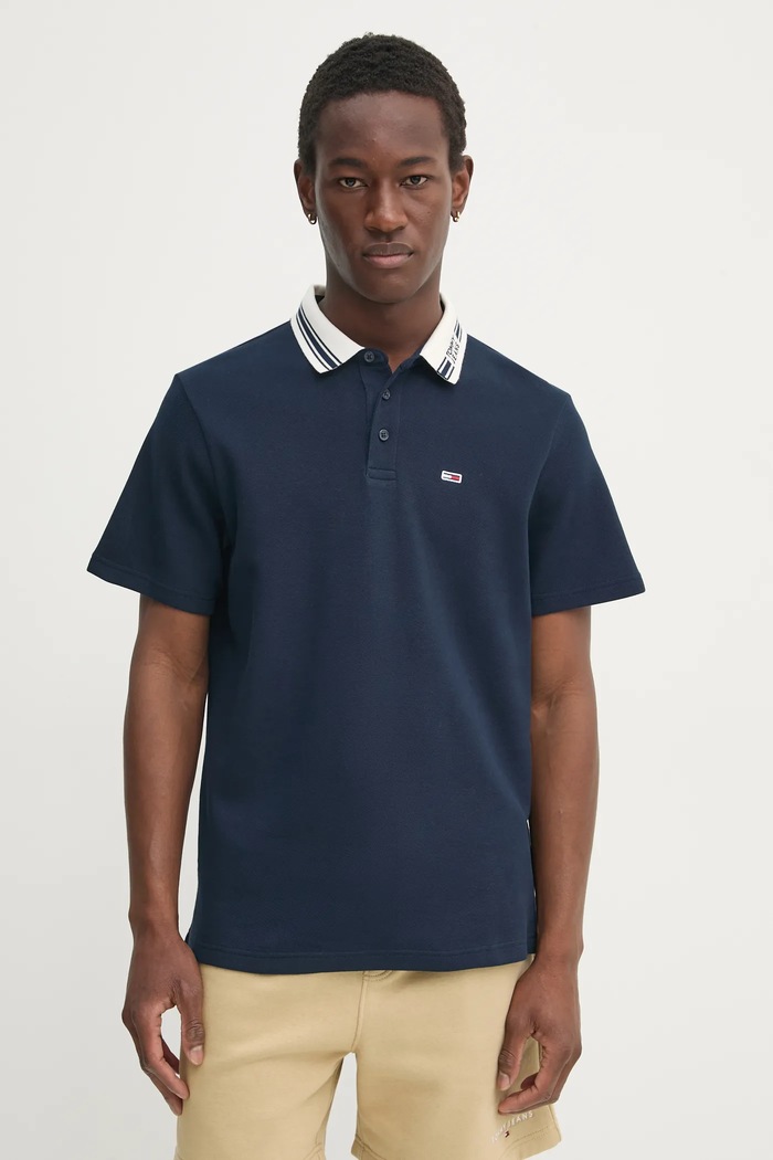 Tommy Jeans poló sima sötétkék DM0DM20225
