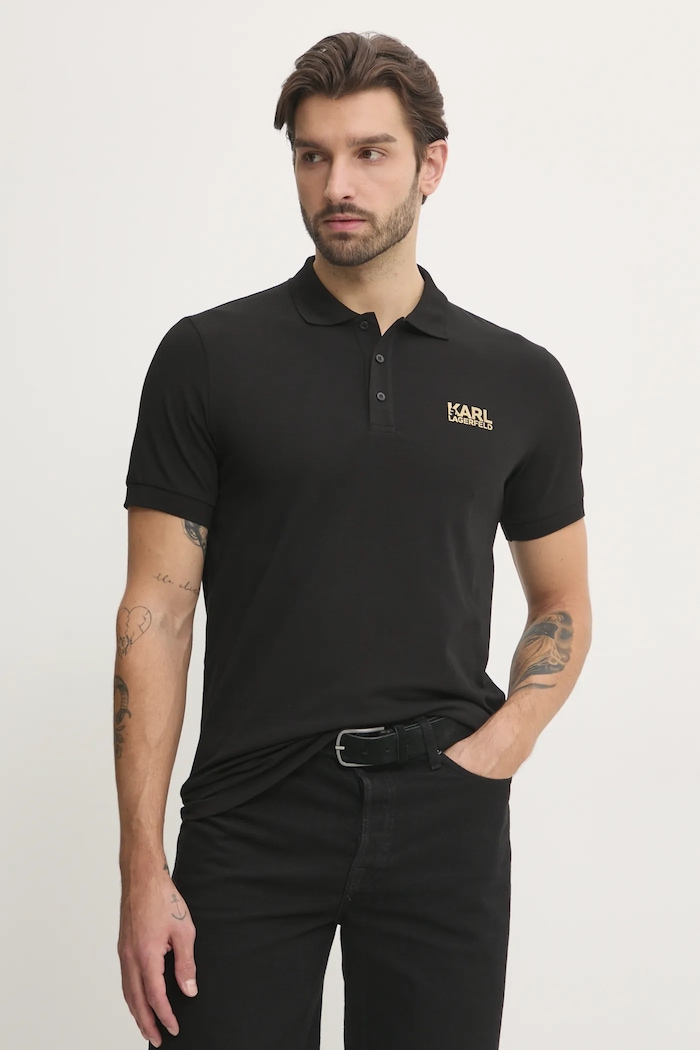 Polo tričko Karl Lagerfeld potisk černá 551235.745088