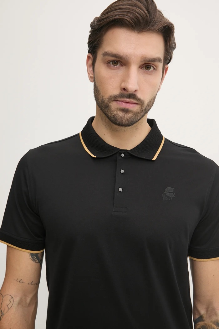 Bavlněné polo tričko Karl Lagerfeld černá 551200.745080