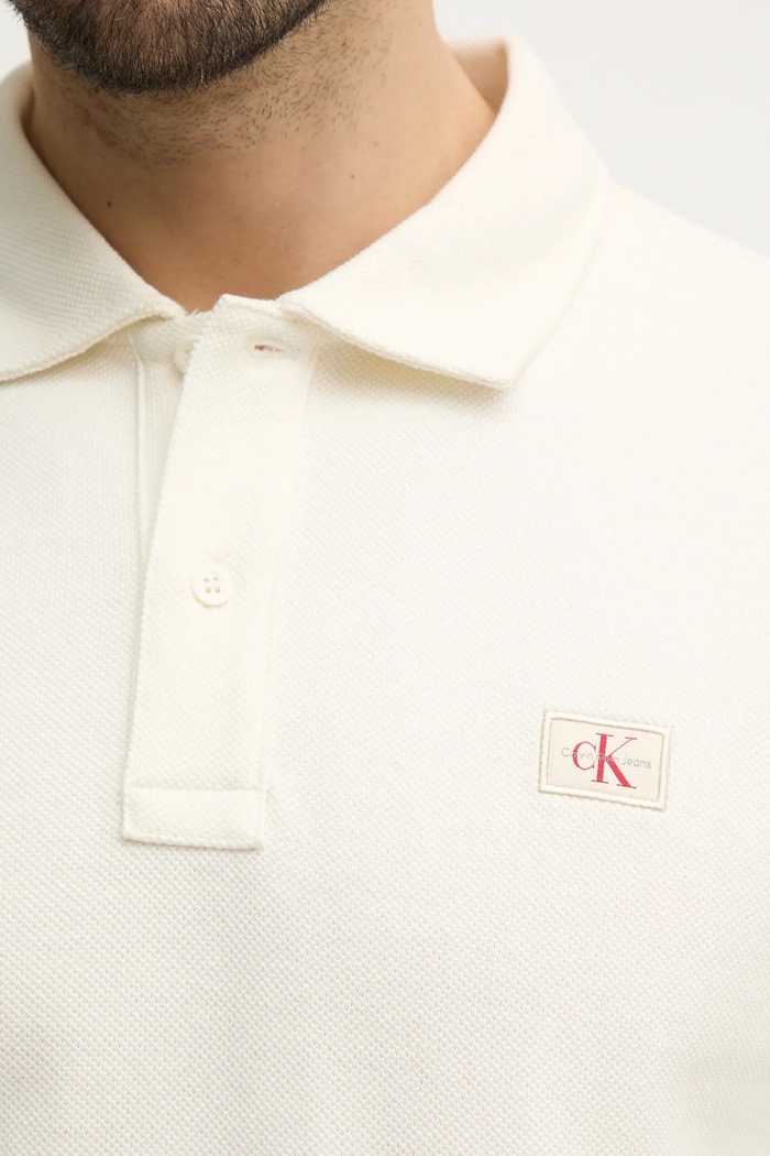 Тениска с яка Calvin Klein Jeans J30J327040 бежов