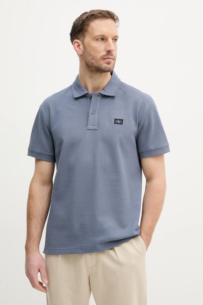 Polo tričko Calvin Klein Jeans hladký modrá J30J327040