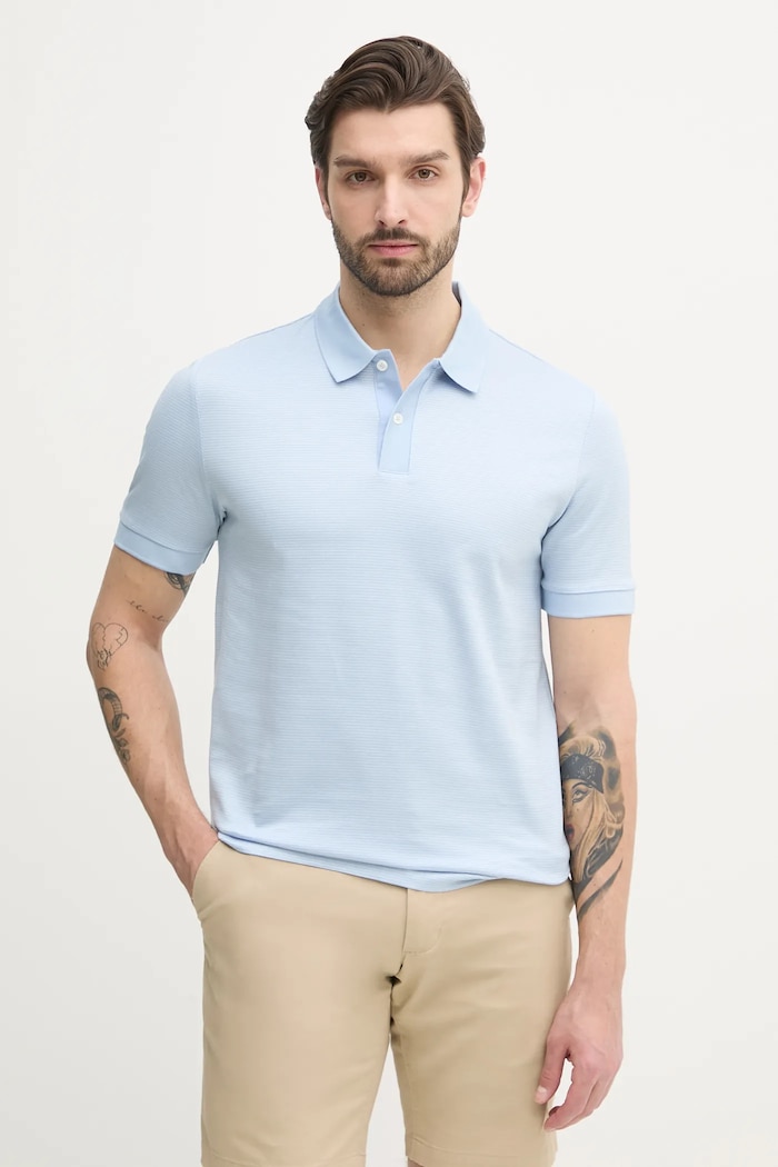 BOSS Polo de bumbac albastru 50532246