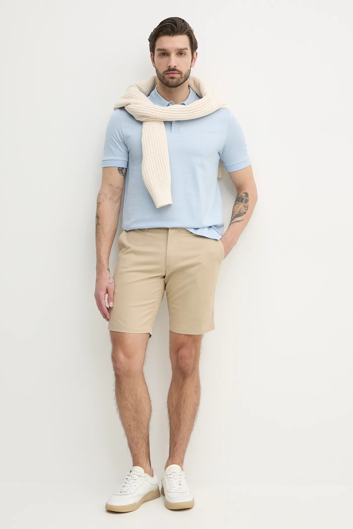 BOSS Polo de bumbac 50532246 albastru SS25