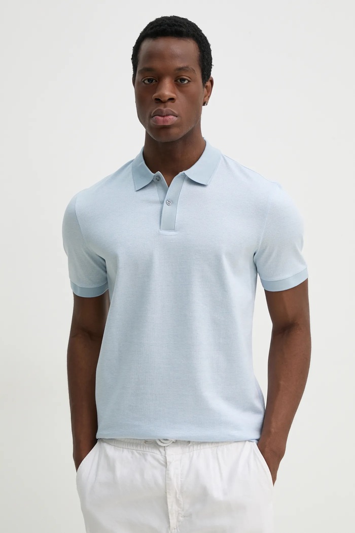 BOSS Polo de bumbac albastru 50532246