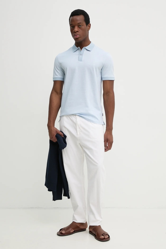 BOSS Polo de bumbac 50532246 albastru SS25