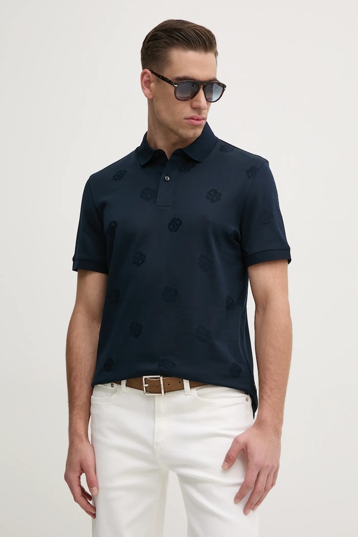 BOSS polo bawełniane bawełna granatowy 50532765
