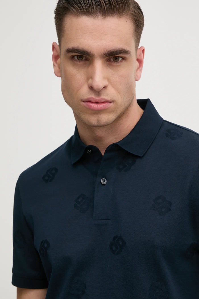BOSS polo bawełniane granatowy 50532765