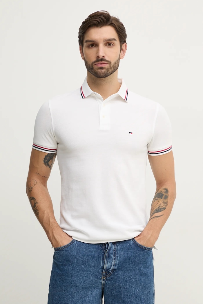 Tommy Hilfiger polo z elastanem beżowy MW0MW37346
