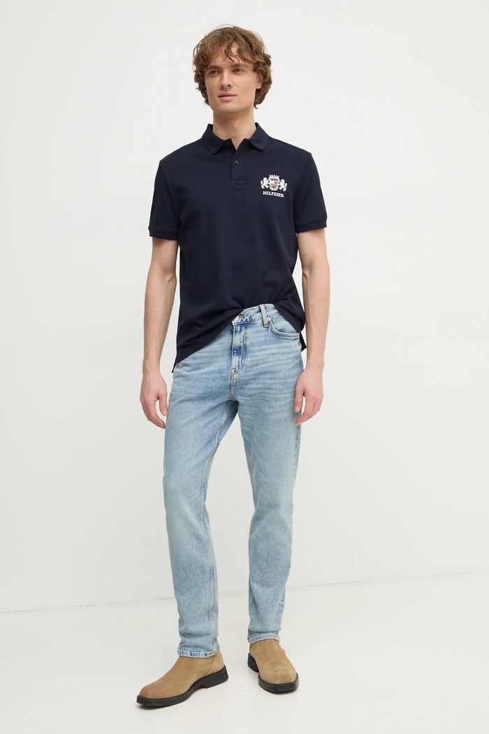 Tommy Hilfiger polo de bumbac MW0MW37516 bleumarin SS25