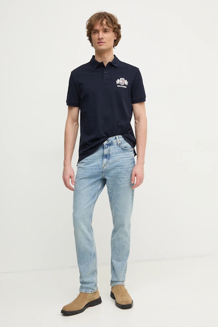 Tommy Hilfiger polo de bumbac MW0MW37516 bleumarin SS25