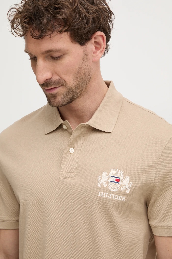 Bavlnené polo tričko Tommy Hilfiger béžová MW0MW37516