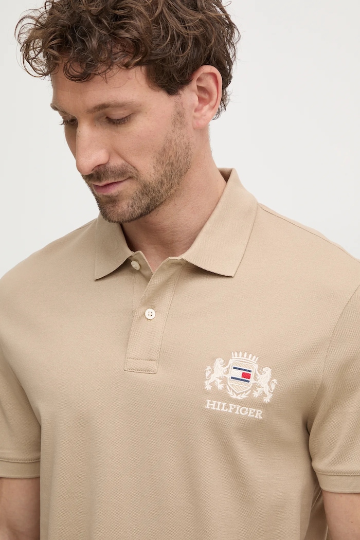 Bavlnené polo tričko Tommy Hilfiger béžová MW0MW37516