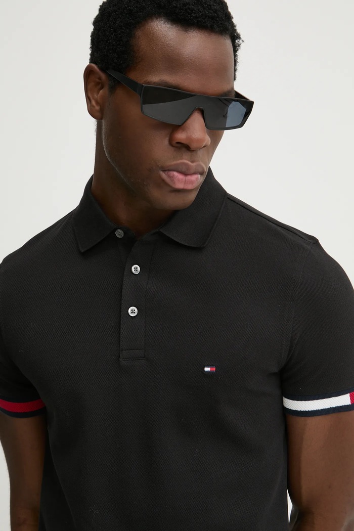 Tommy Hilfiger tricou polo negru MW0MW37518