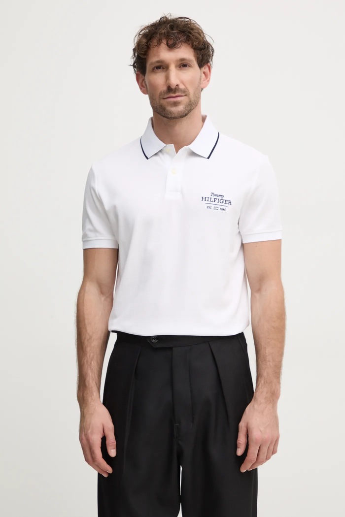 Polo tričko Tommy Hilfiger nášivka biela MW0MW37519
