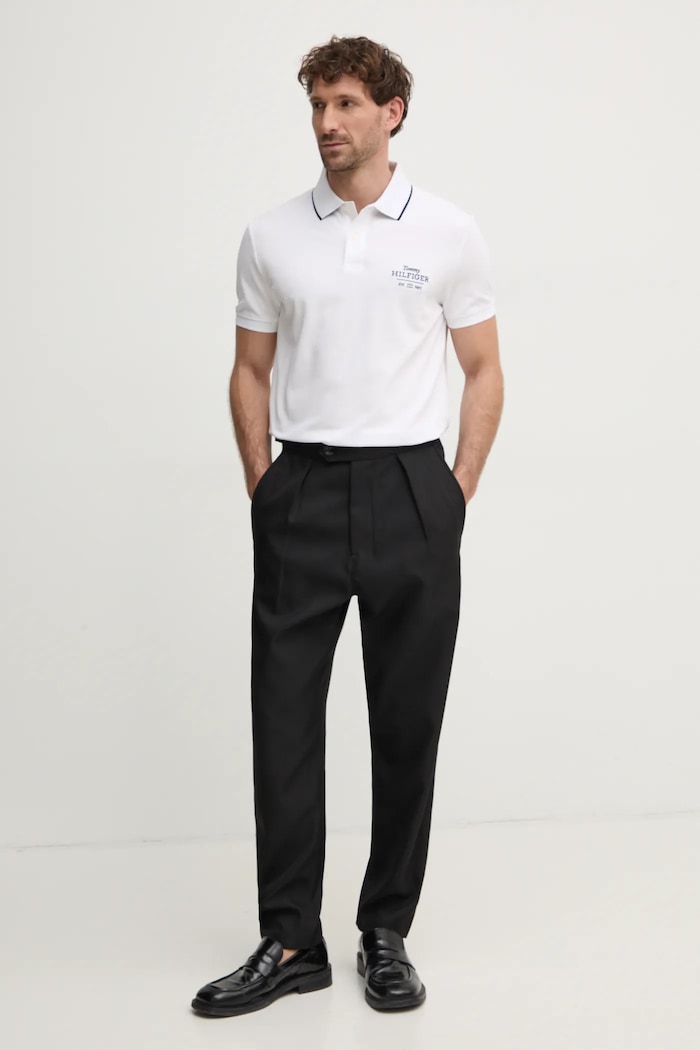 Polo tričko Tommy Hilfiger MW0MW37519 biela SS25