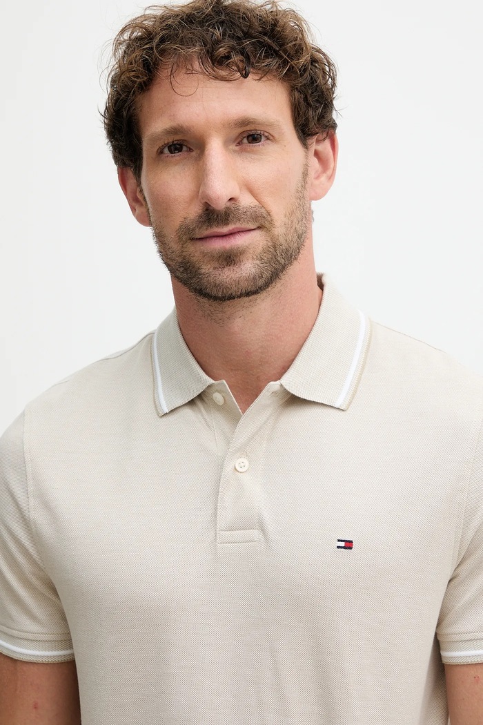 Bavlněné polo tričko Tommy Hilfiger béžová MW0MW37522