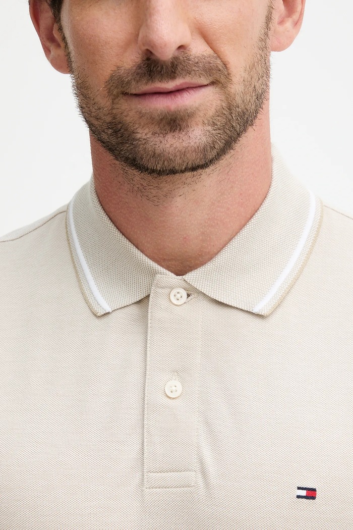 Bavlněné polo tričko Tommy Hilfiger MW0MW37522 béžová