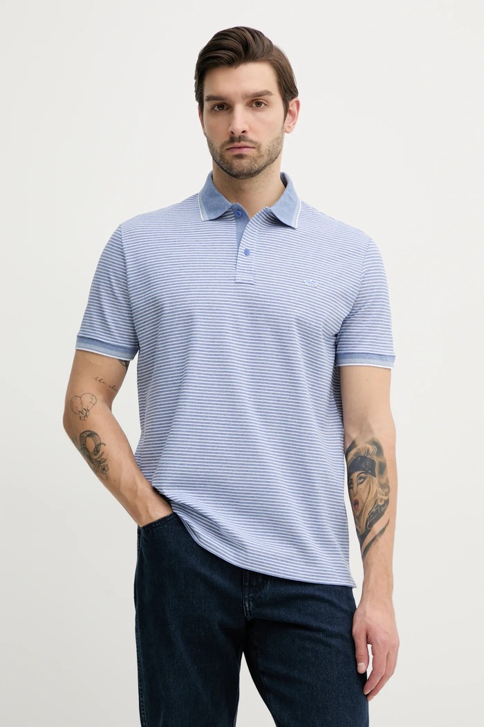 Paul&Shark polo bawełniane wzorzyste fioletowy 25411226