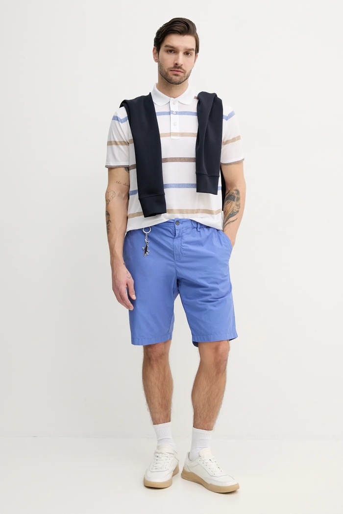 Bavlnené polo tričko Paul&Shark 25411227 biela SS26