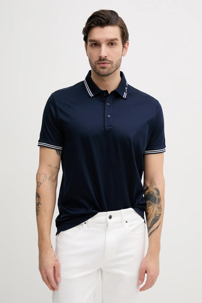 Bavlnené polo tričko Paul&Shark jednofarebný tmavomodrá 25411288