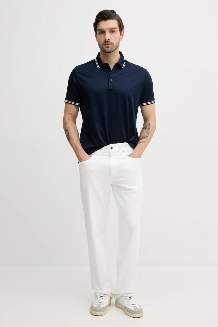 Bavlnené polo tričko Paul&Shark 25411288 tmavomodrá SS26
