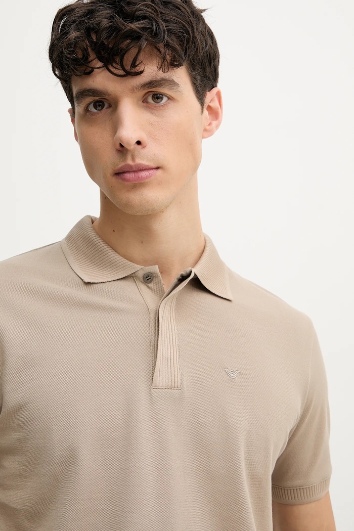 Bavlněné polo tričko Emporio Armani béžová EM000850.AF12955