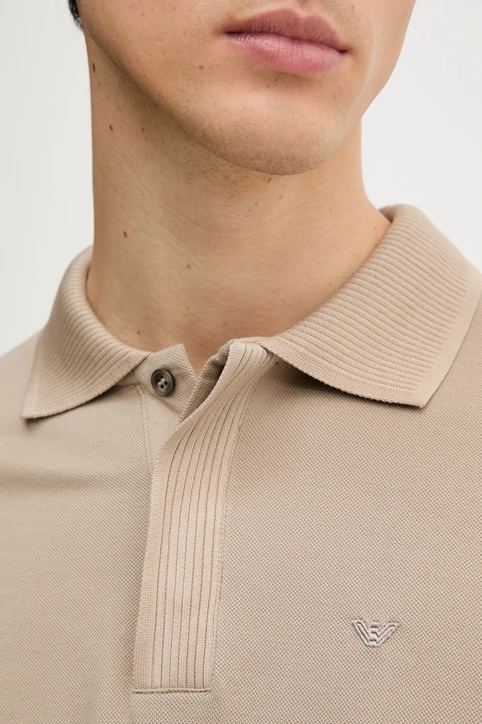 Bavlněné polo tričko Emporio Armani EM000850.AF12955 béžová