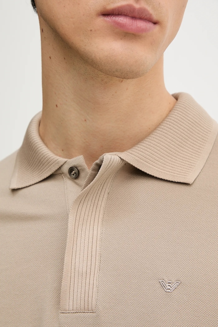 Bavlněné polo tričko Emporio Armani EM000850.AF12955 béžová