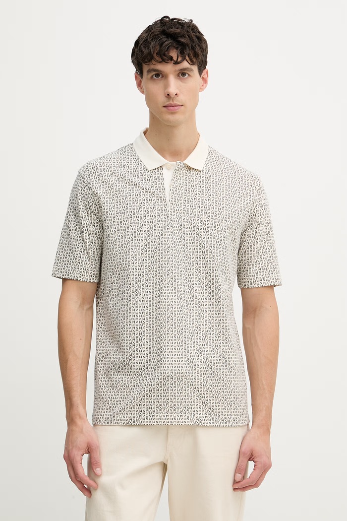 Armani Exchange polo tričko pánske bavlnené s elastanom béžová XM000736.AF10819
