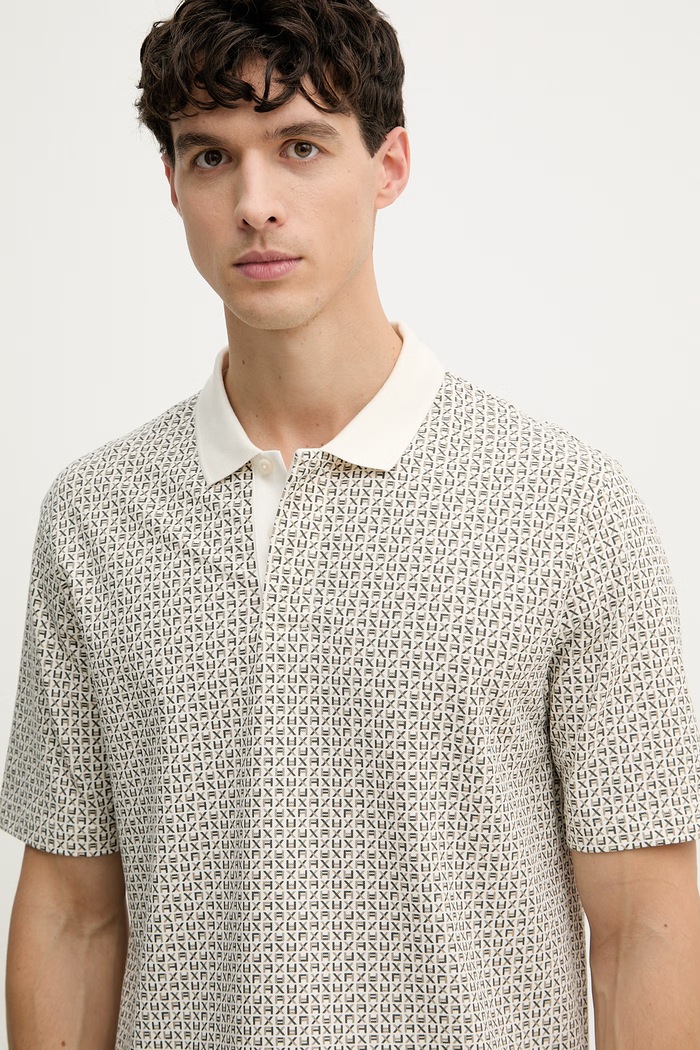 Armani Exchange polo tričko pánske bavlnené s elastanom béžová XM000736.AF10819