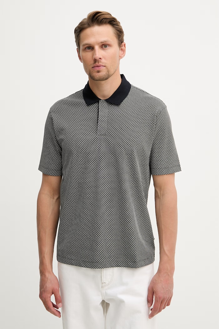 Armani Exchange polo tričko pánske bavlnené s elastanom tmavomodrá XM000736.AF10819