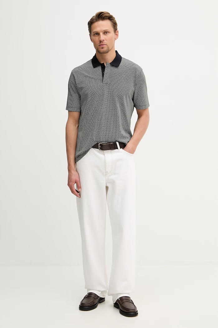 Armani Exchange polo tričko pánske bavlnené s elastanom XM000736.AF10819 tmavomodrá SS26