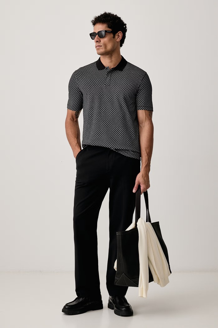 Armani Exchange Polo pentru bărbați din bumbac cu elastan XM000736.AF10819 negru SS26