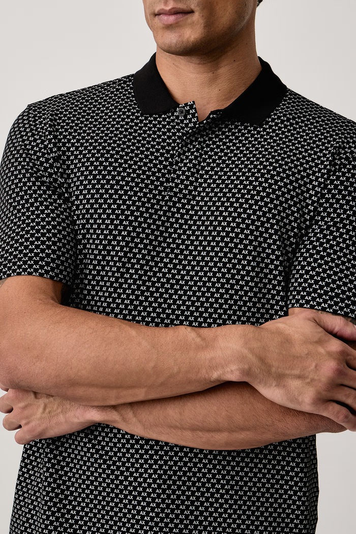 Polo pentru bărbați din bumbac cu elastan Armani Exchange XM000736.AF10819 negru